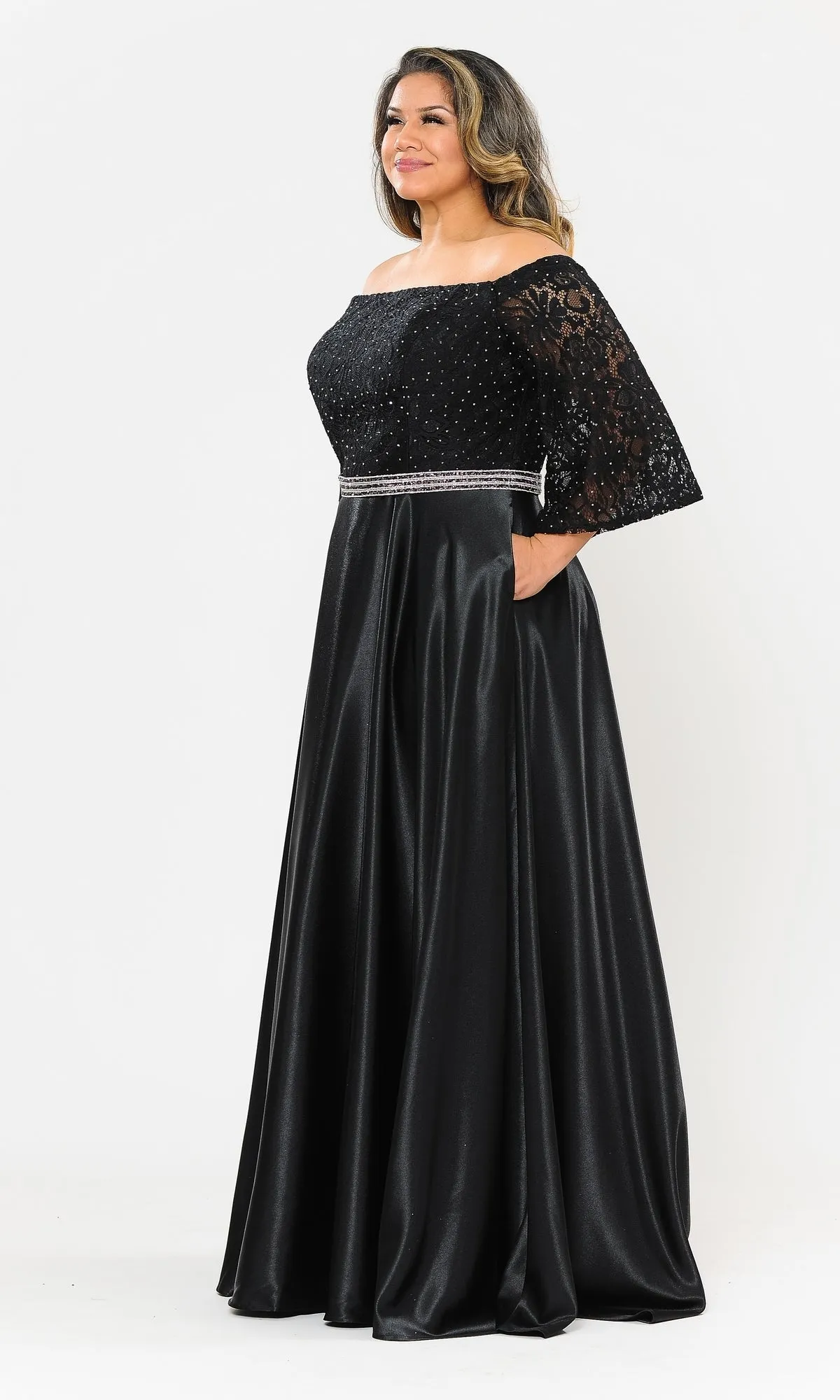 Bell-Sleeve Plus-Size Long Prom Dress W1008 sold by PromGirl product image thumbnail 3