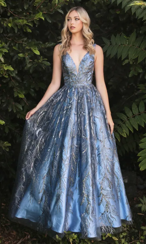 Sleeveless Glitter-Print Long Prom Dress J812 sold by PromGirl