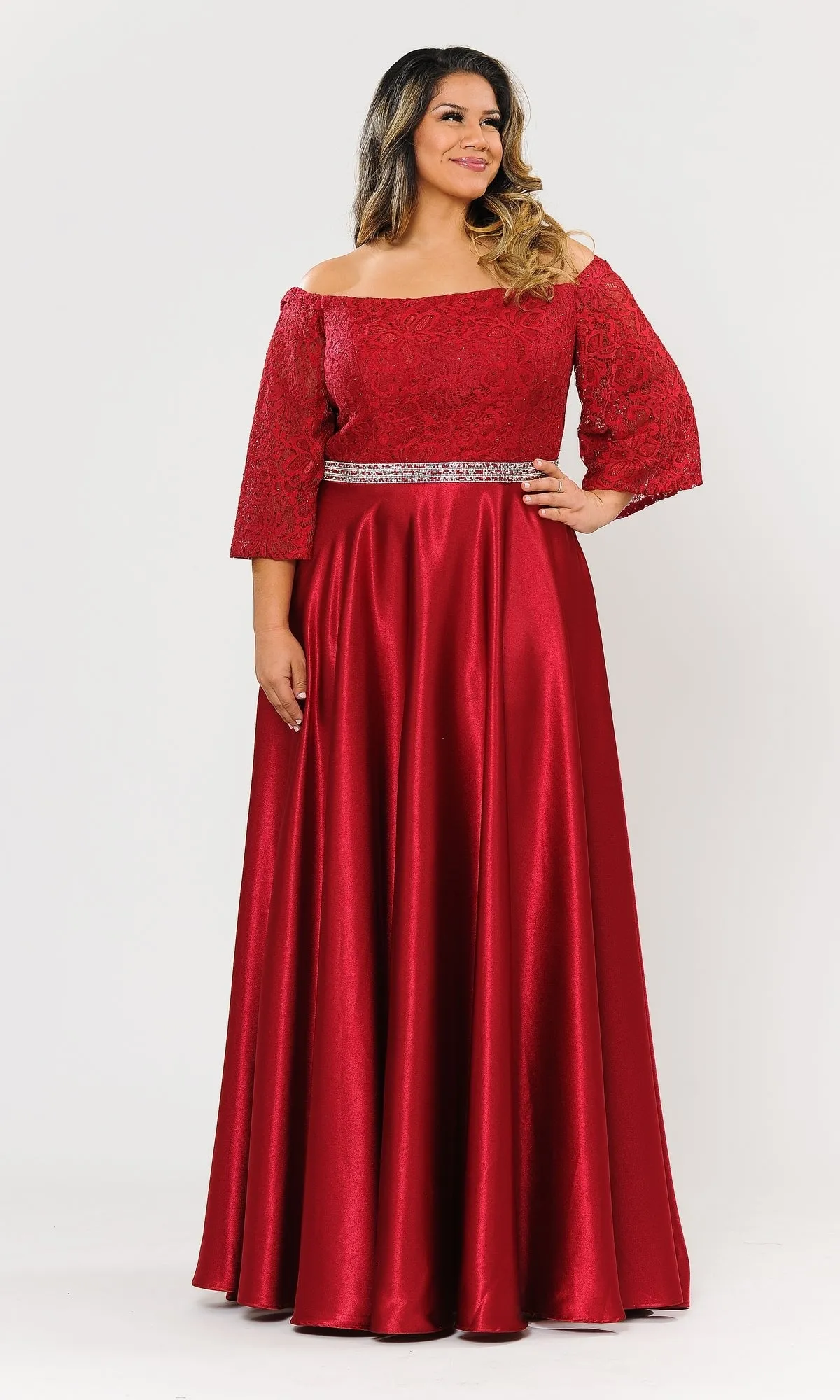 Bell-Sleeve Plus-Size Long Prom Dress W1008 sold by PromGirl product image thumbnail 4