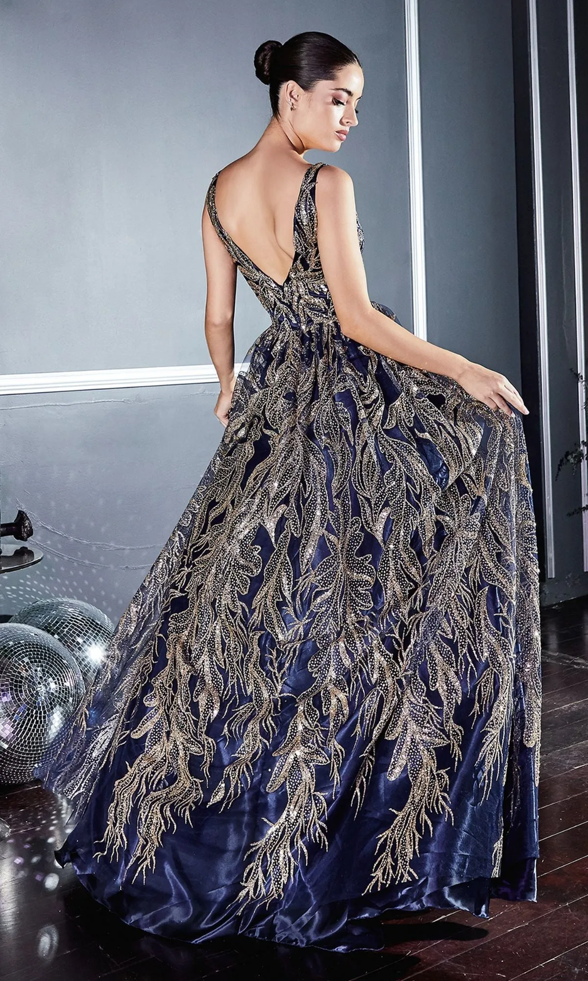 Sleeveless Glitter-Print Long Prom Dress J812 sold by PromGirl product image thumbnail 5