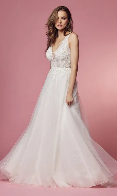 White Lace-Embroidered Ball-Gown Wedding Dress sold by PromGirl