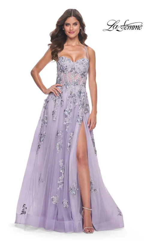 La Femme Long Lavender A-Line Prom Dress 32221 sold by PromGirl