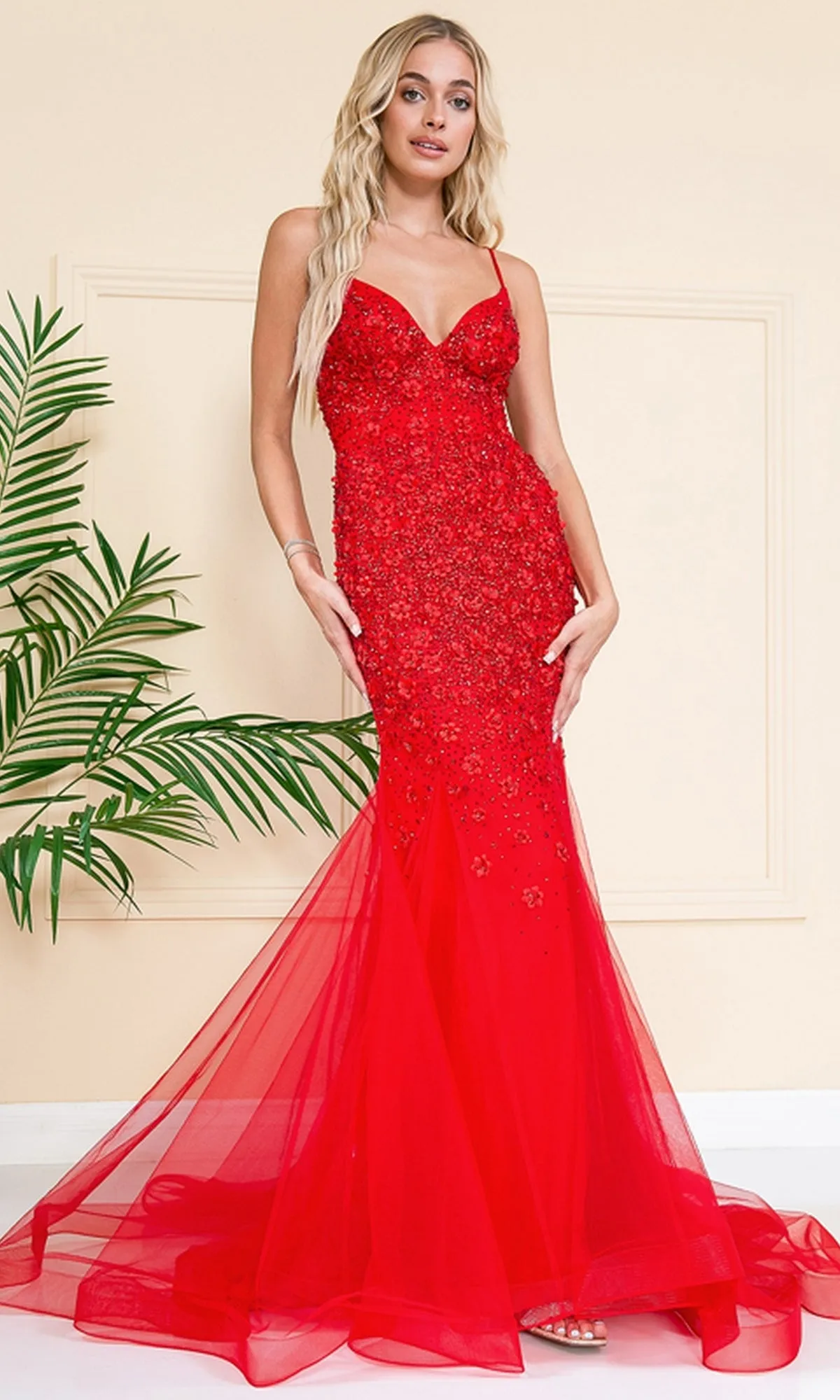 Floral-Embellished Long Prom Dress with Train SU066 sold by PromGirl product image thumbnail 4