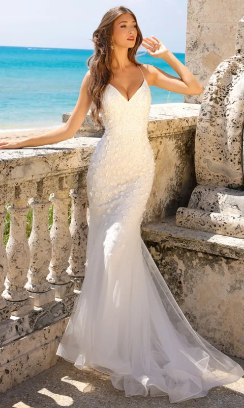 Floral-Embellished Long Prom Dress with Train SU066 sold by PromGirl