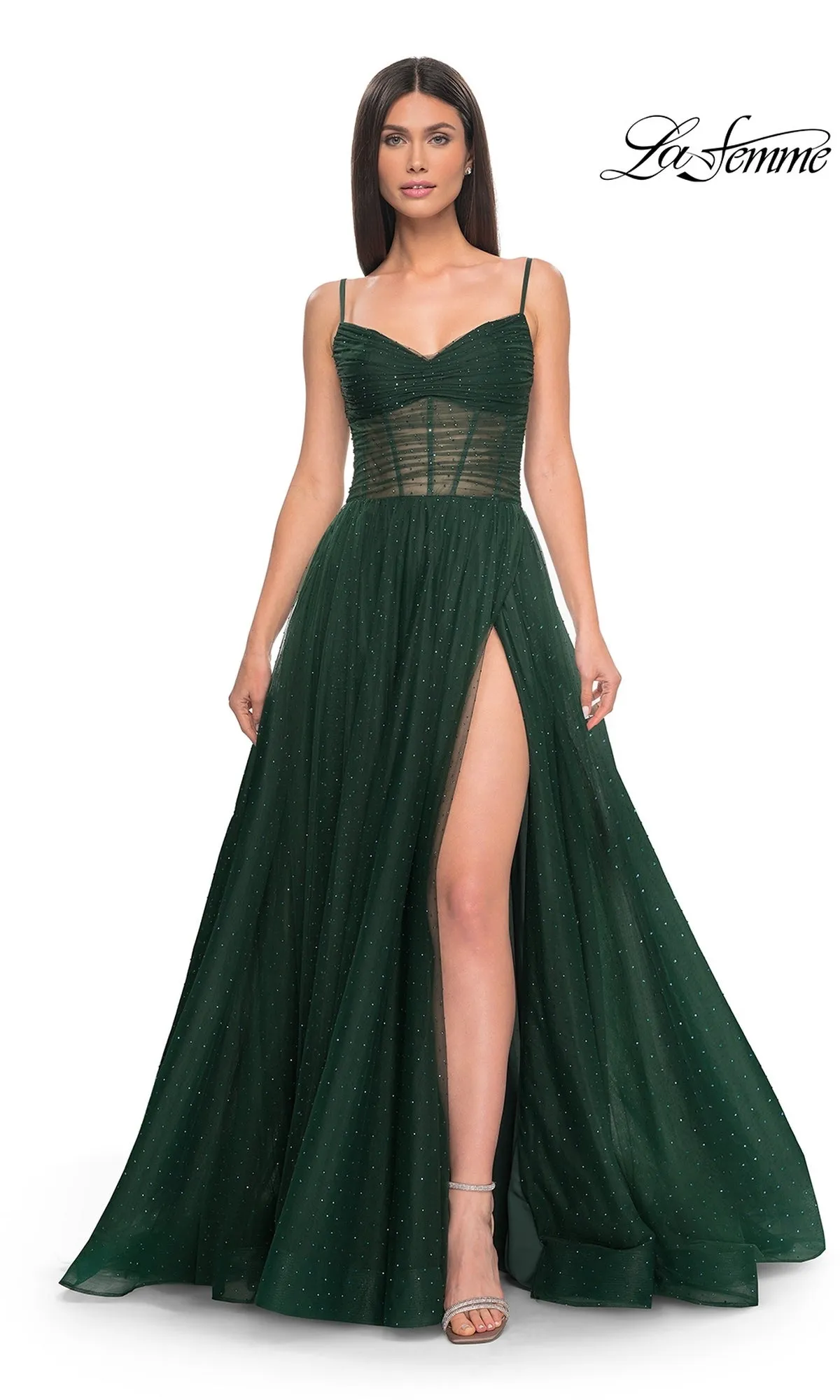 La Femme Sheer-Waist Long Beaded Prom Dress 31970 sold by PromGirl product image thumbnail 4