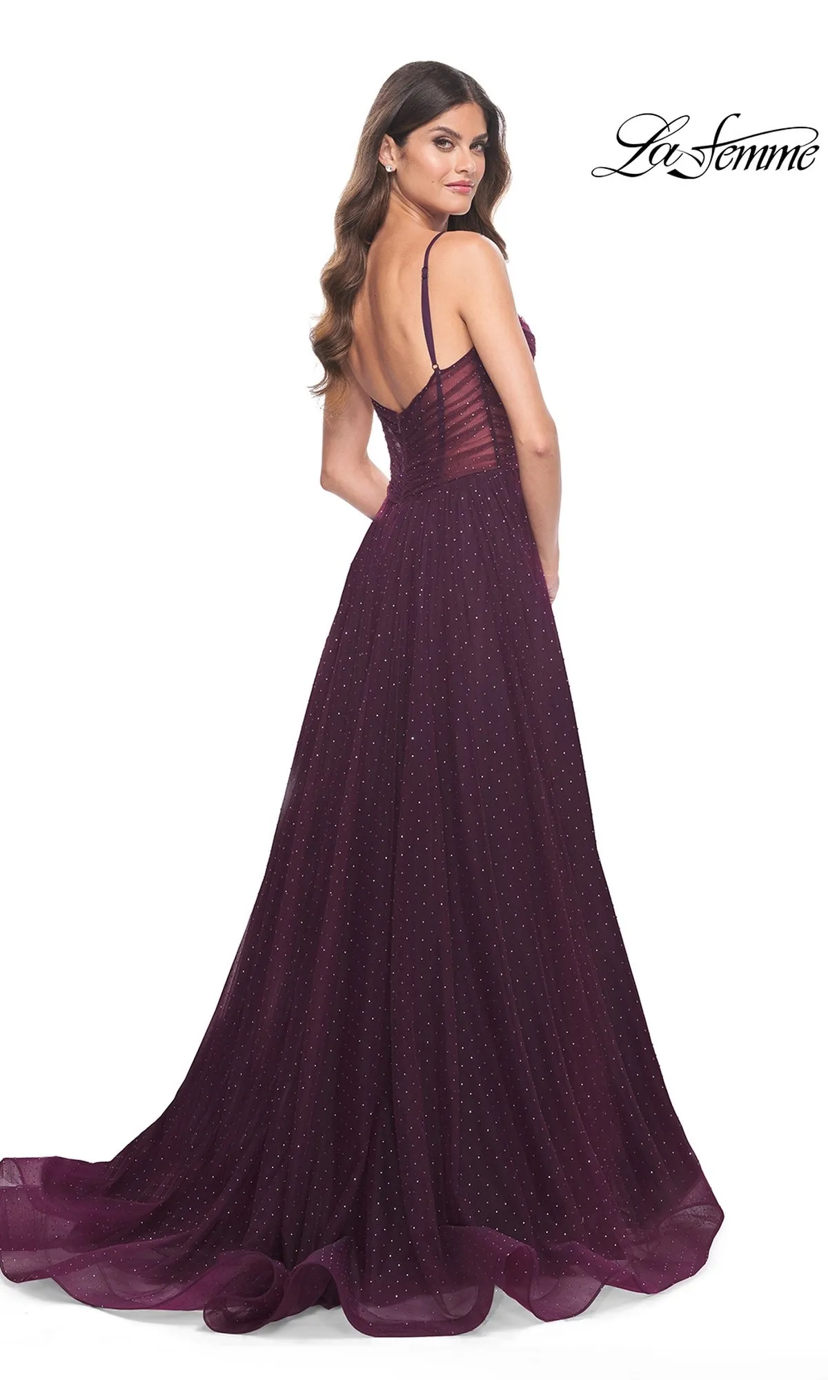 La Femme Sheer-Waist Long Beaded Prom Dress 31970 sold by PromGirl product image thumbnail 2