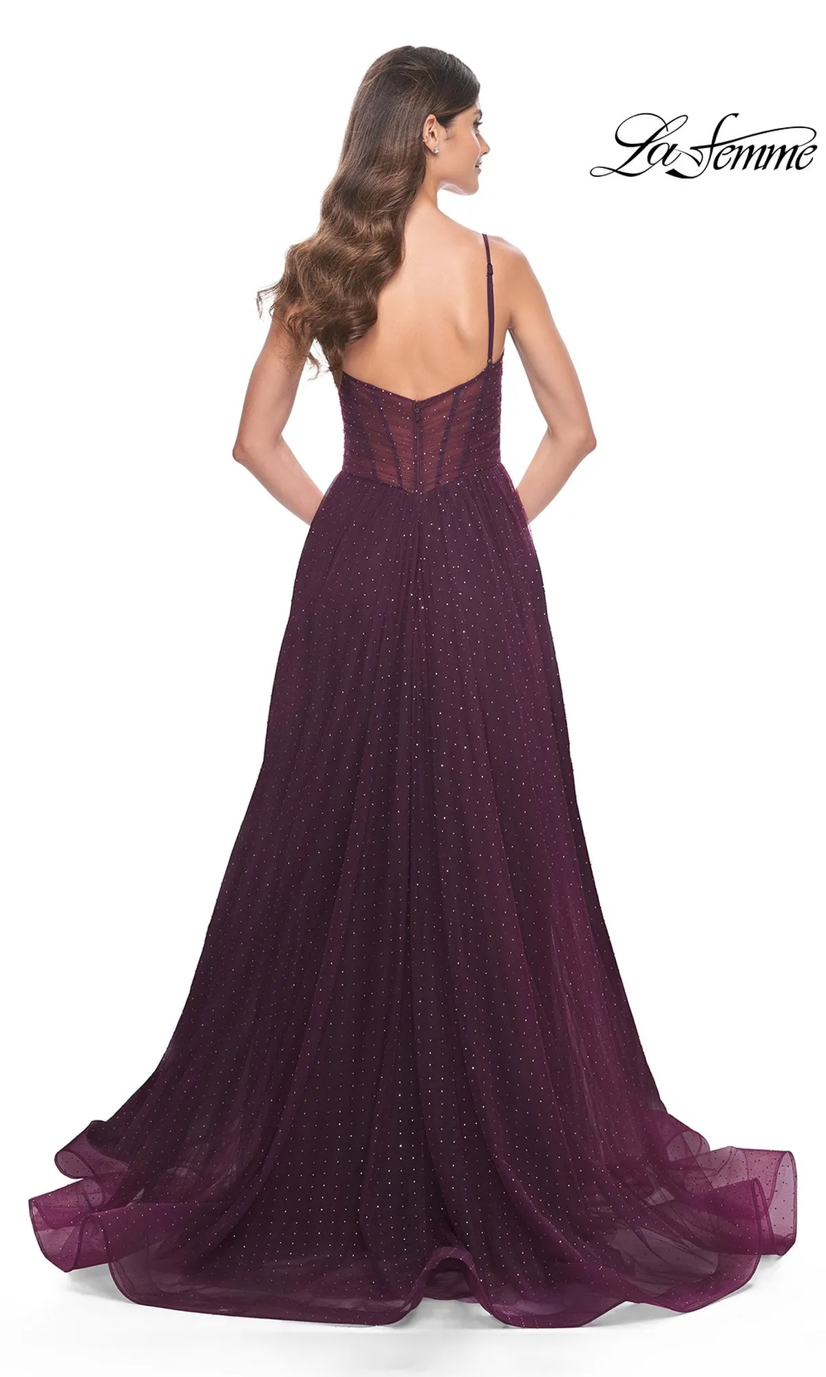 La Femme Sheer-Waist Long Beaded Prom Dress 31970 sold by PromGirl product image thumbnail 5