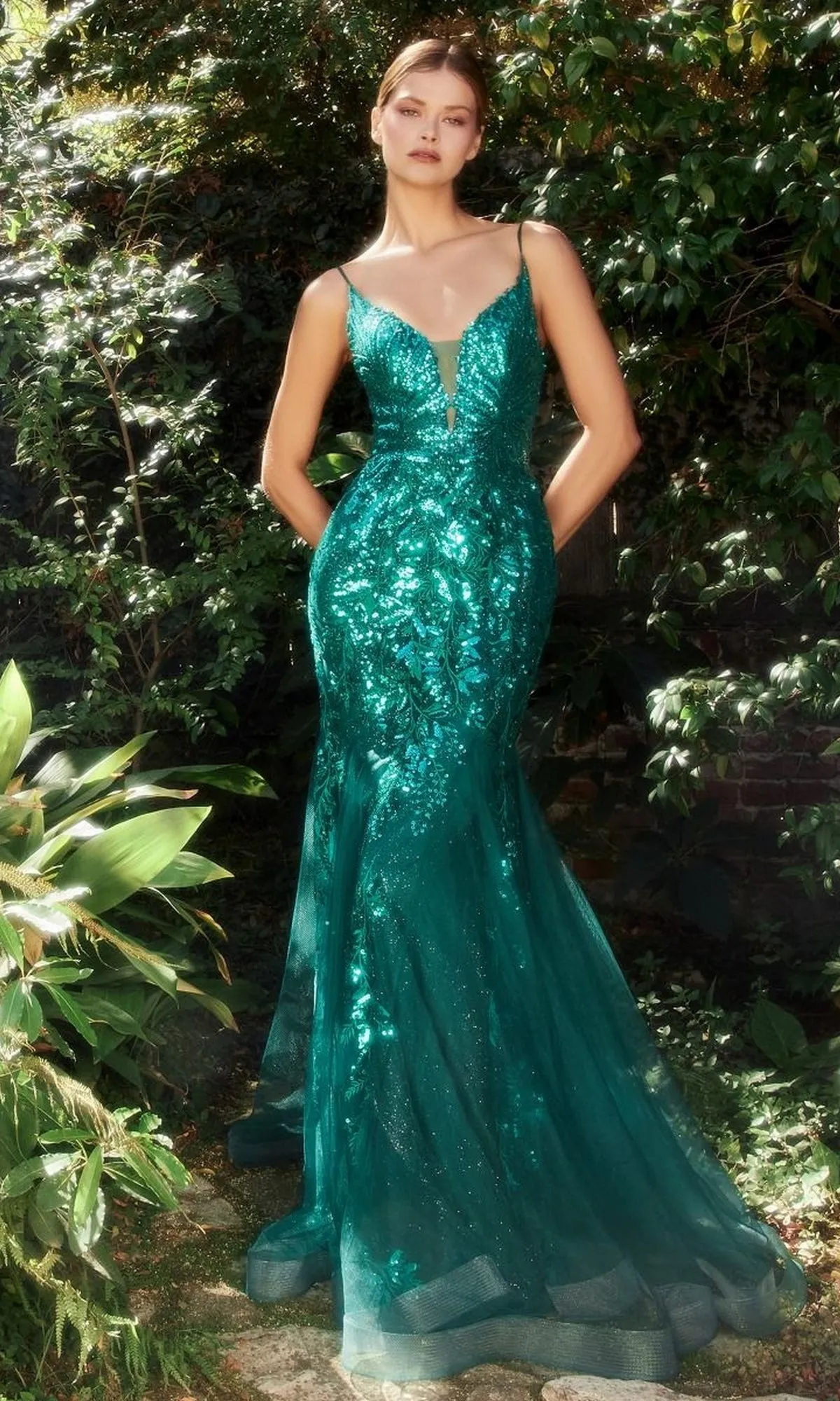 Sequin-Print V-Neck Long Mermaid Prom Dress A1118 sold by PromGirl product image thumbnail 5