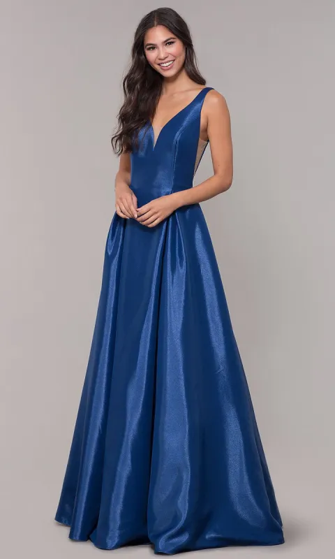 Satin Long A-Line Prom Dress with Pockets sold by PromGirl