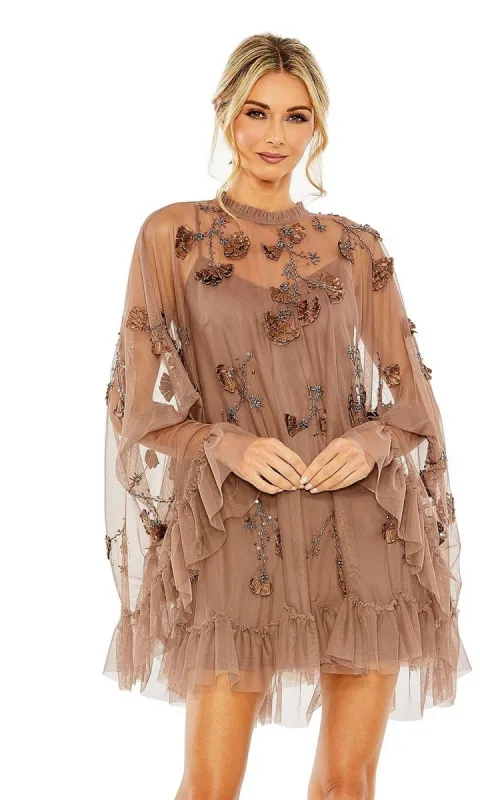 Long Sleeve Short Hoco Dress: Mac Duggal 9257 sold by PromGirl