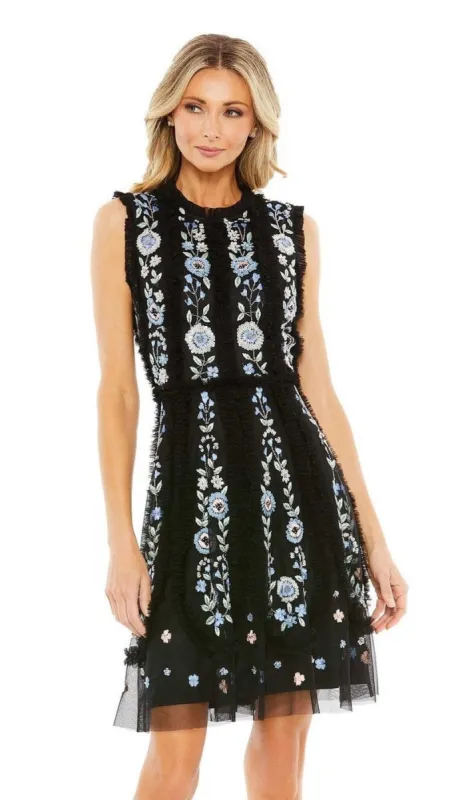 Embroidered Short Party Dress: Mac Duggal 9135 sold by PromGirl