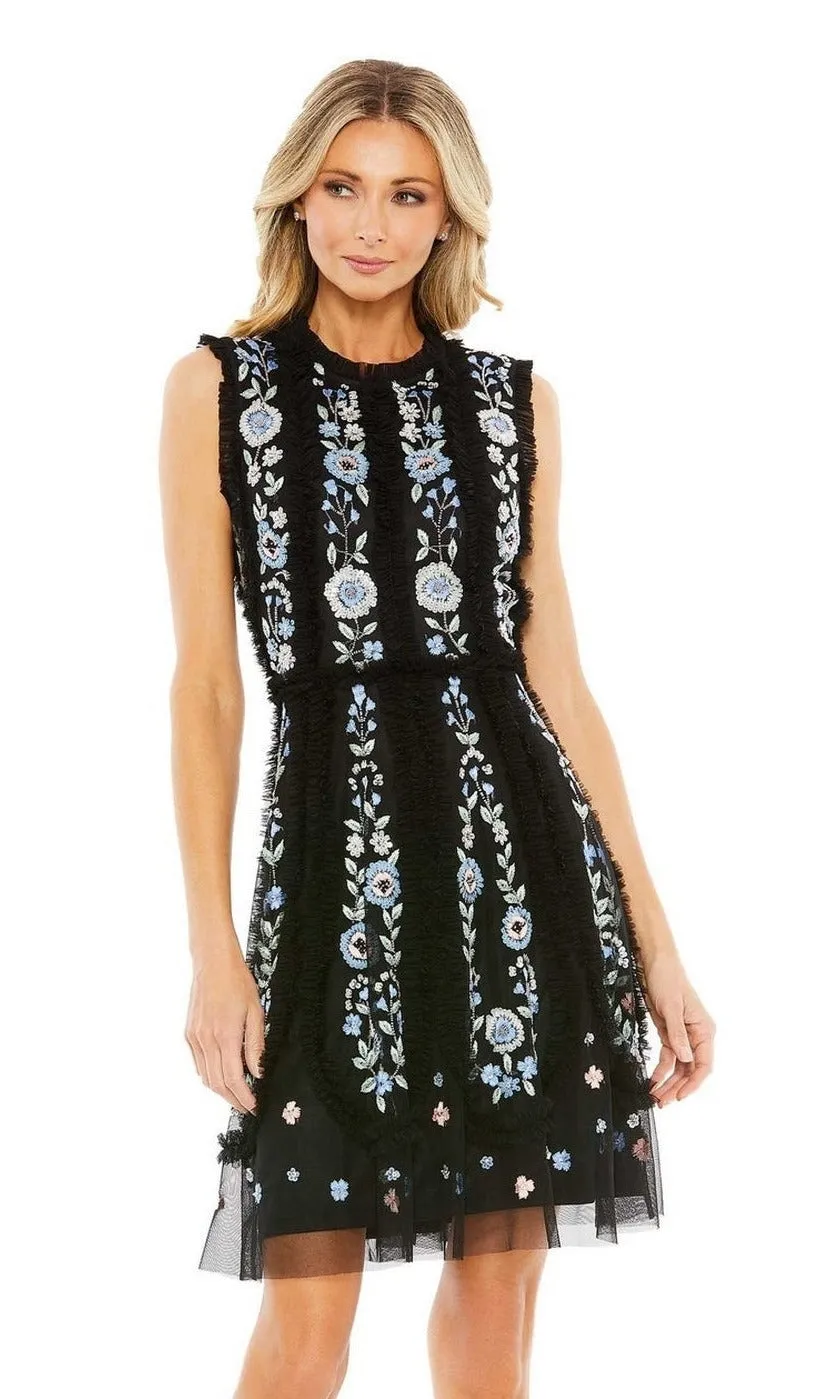 Embroidered Short Party Dress: Mac Duggal 9135 sold by PromGirl