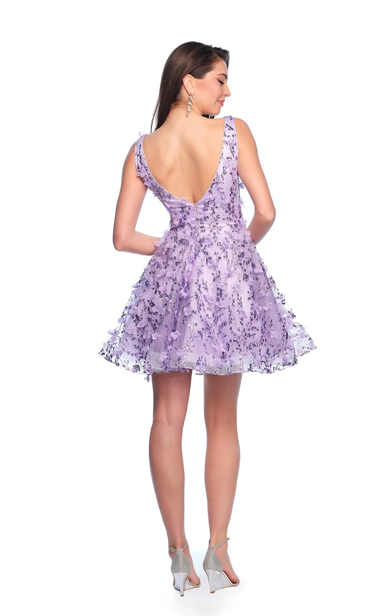 Dave and Johnny Short Purple Hoco Dress 11765 sold by PromGirl product image thumbnail 4