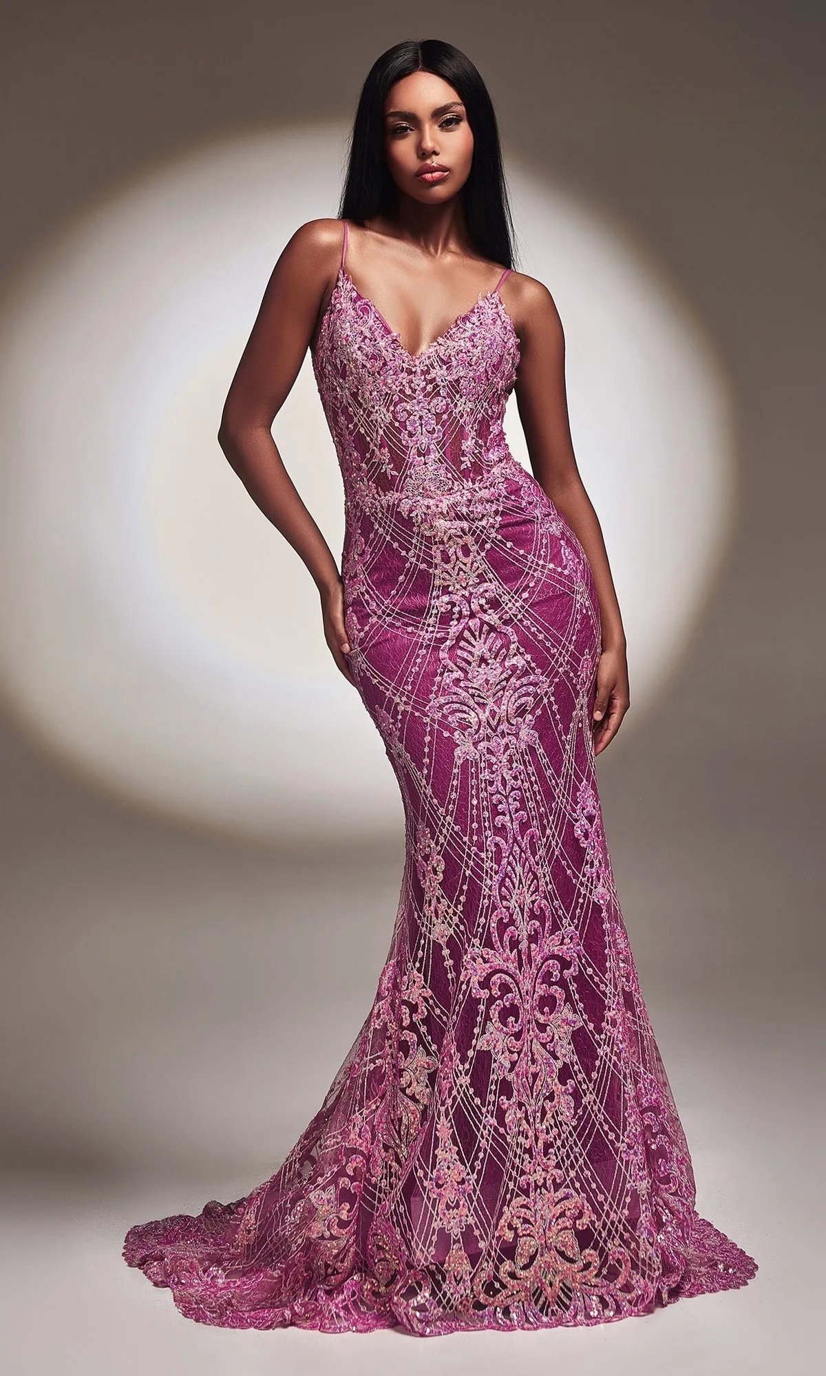 Amethyst Long Sequin Mermaid Prom Dress CC2168 sold by PromGirl