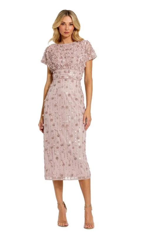 Mac Duggal Beaded Midi Wedding-Guest Dress 94117 made by Mac Duggal