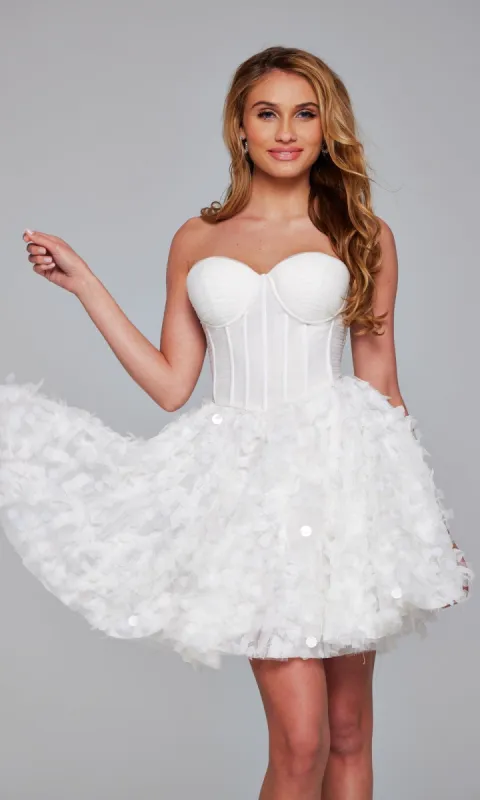 Jovani Strapless Short White Hoco Dress 38248 sold by PromGirl