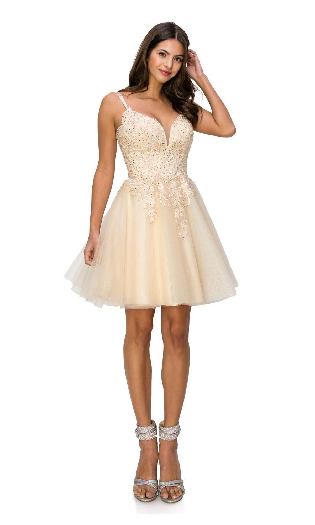 Corset-Back Short Glitter Homecoming Dress 5125J sold by PromGirl product image thumbnail 4