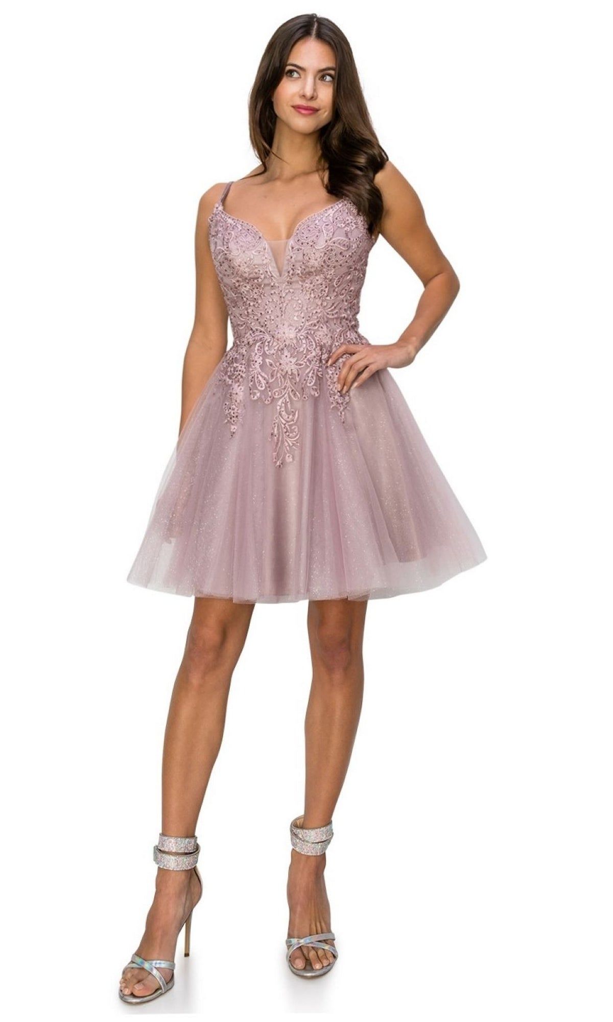 Corset-Back Short Glitter Homecoming Dress 5125J sold by PromGirl