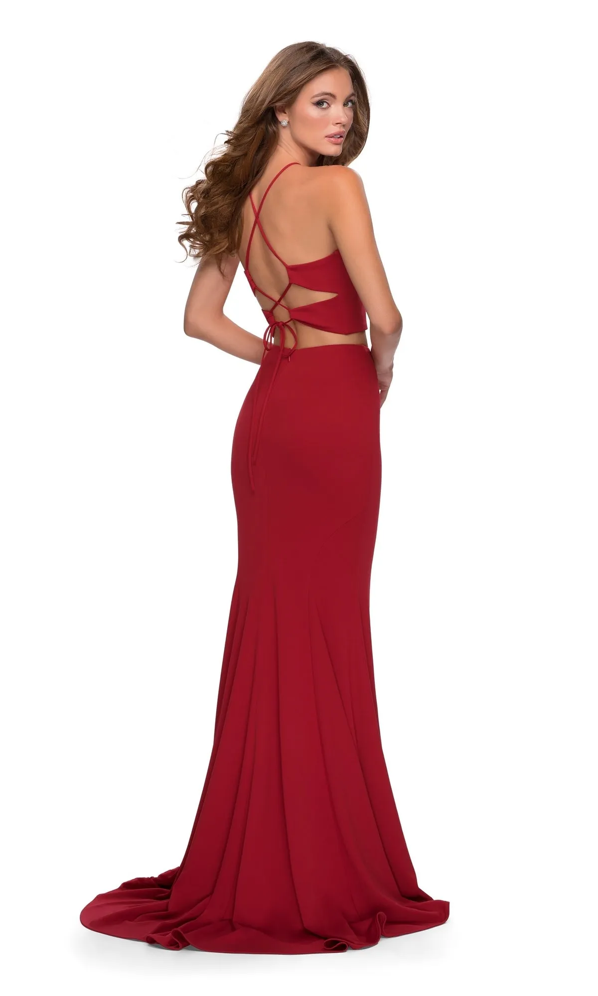 Two-Piece Fitted Jersey Prom Dress: La Femme 28624 sold by PromGirl product image thumbnail 2