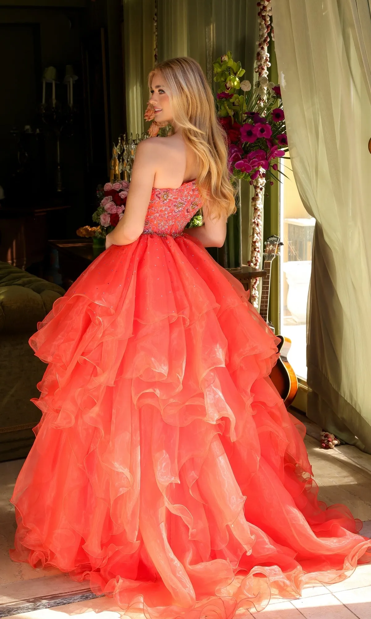 One-Shoulder Prom Ball Gown: Ava Presley 28575 sold by PromGirl product image thumbnail 2