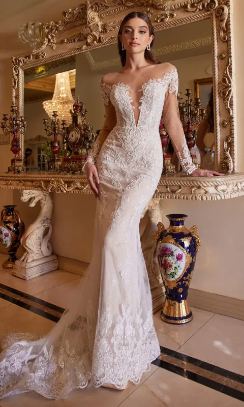 Ladivine Long White Wedding Dress A1022 sold by PromGirl