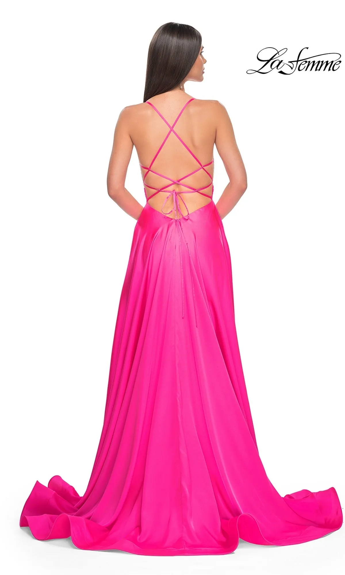 La Femme Neon Pink Long Prom Dress 31448 sold by PromGirl product image thumbnail 2