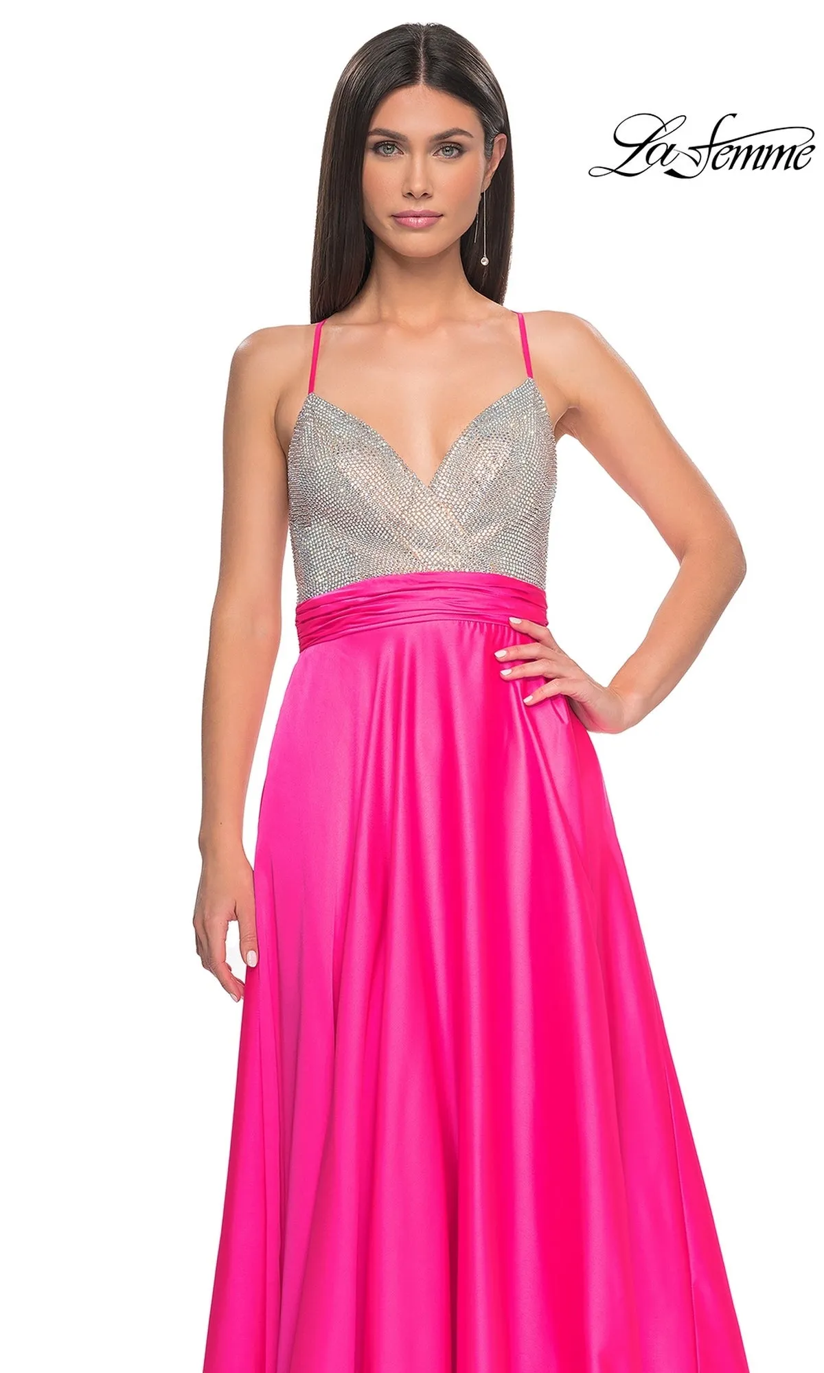 La Femme Neon Pink Long Prom Dress 31448 sold by PromGirl product image thumbnail 5