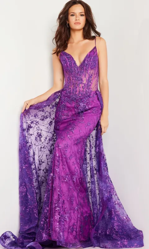 Jovani Glitter-Print Long Prom Dress 23530 sold by PromGirl