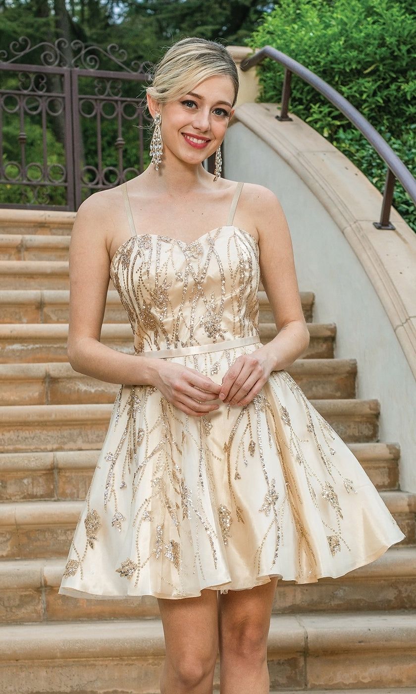 Glitter-Print A-Line Short Homecoming Dress sold by PromGirl product image thumbnail 3
