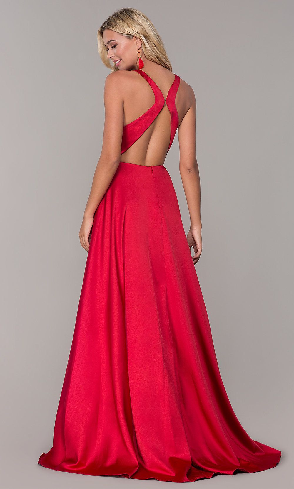 PromGirl Satin Long Red Prom Dress with Open Back sold by PromGirl product image thumbnail 2