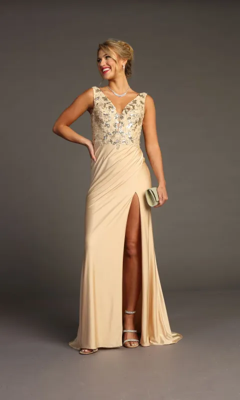Sequin-Bodice Long Prom Dress: Chicas YG5032 sold by PromGirl