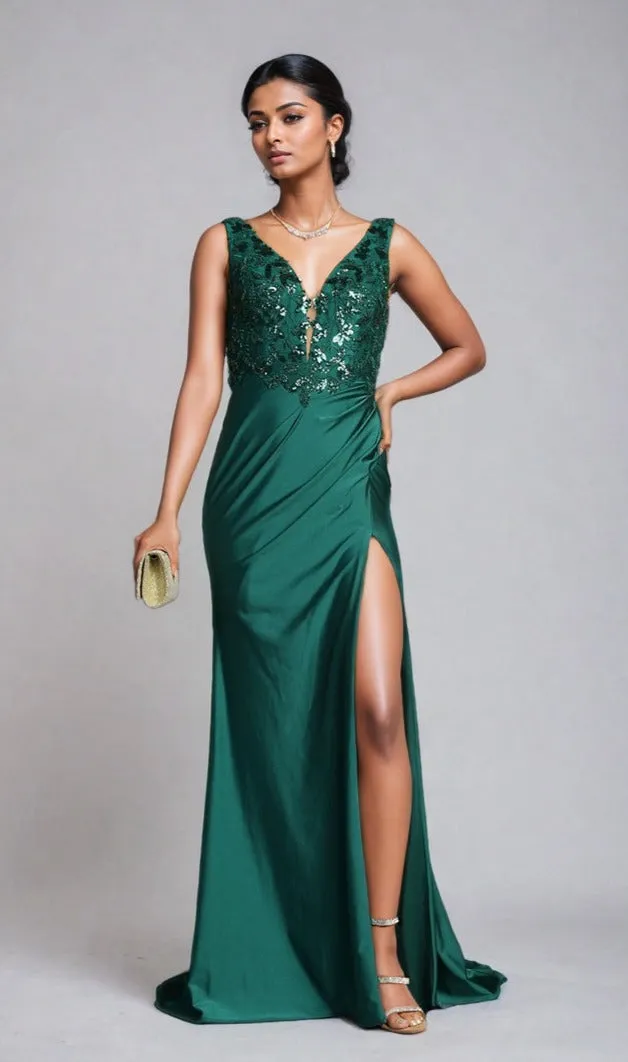 Sequin-Bodice Long Prom Dress: Chicas YG5032 sold by PromGirl product image thumbnail 3