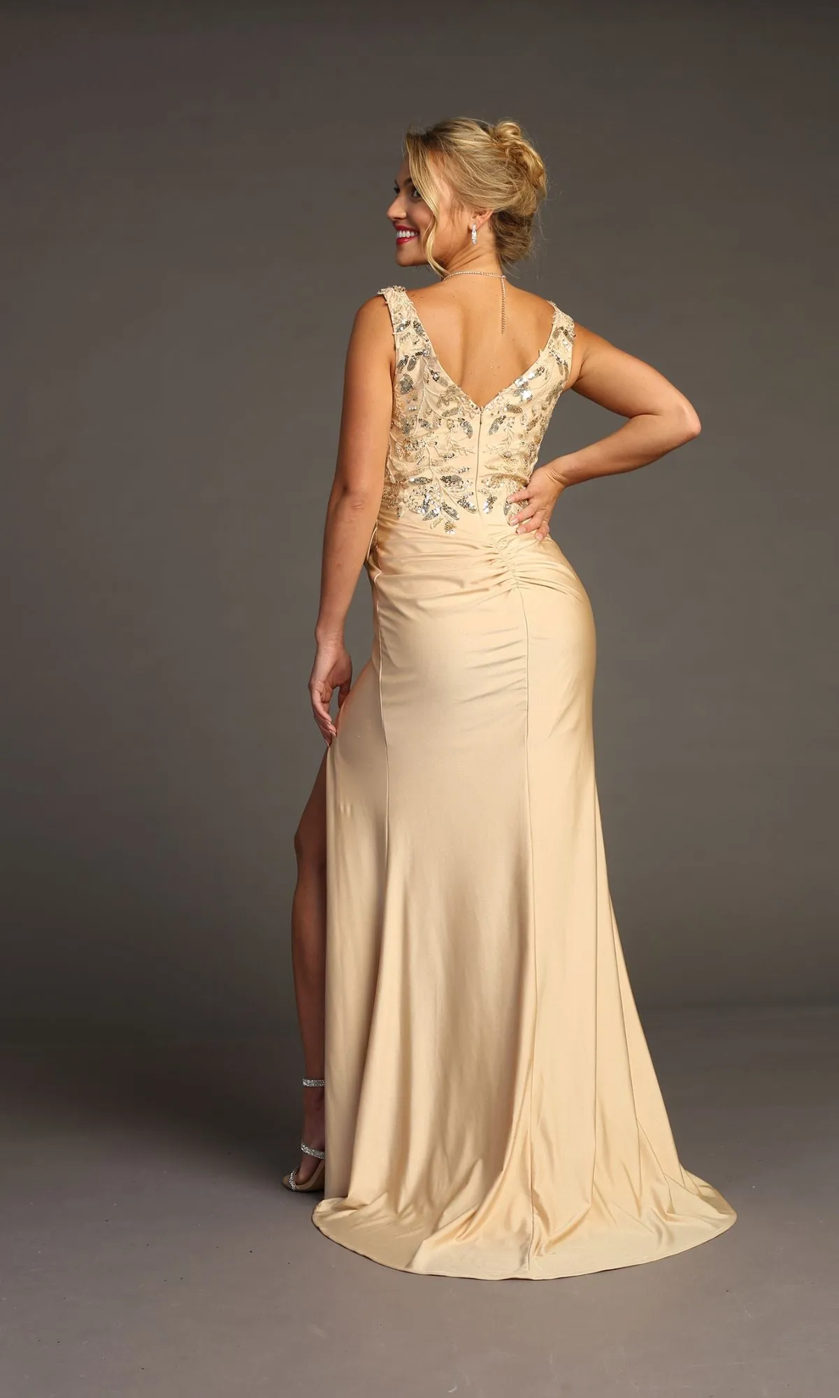Sequin-Bodice Long Prom Dress: Chicas YG5032 sold by PromGirl product image thumbnail 2