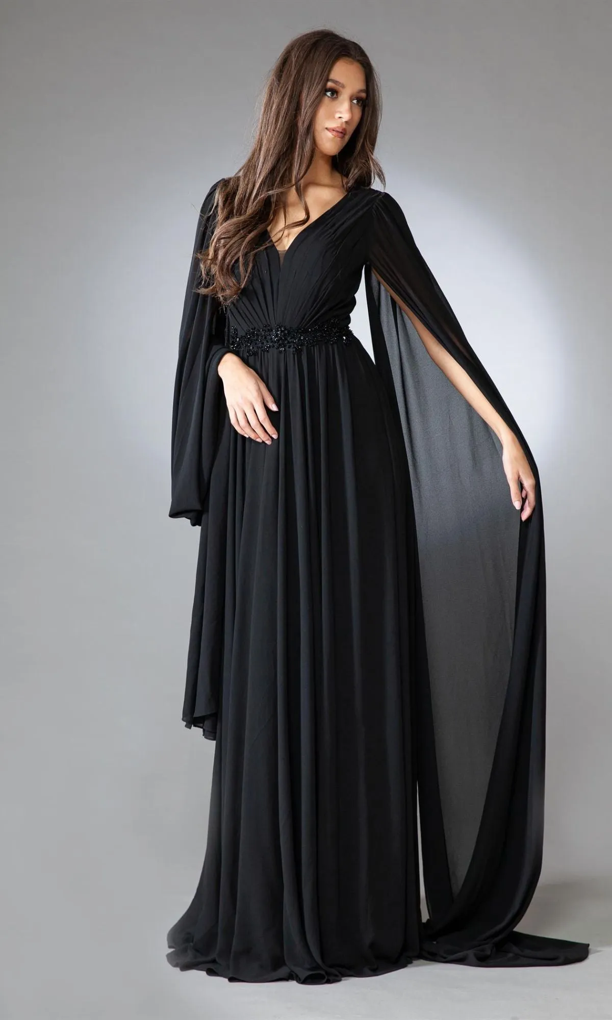 Drape-Sleeve Long Formal Dress AC0011 sold by PromGirl product image thumbnail 4