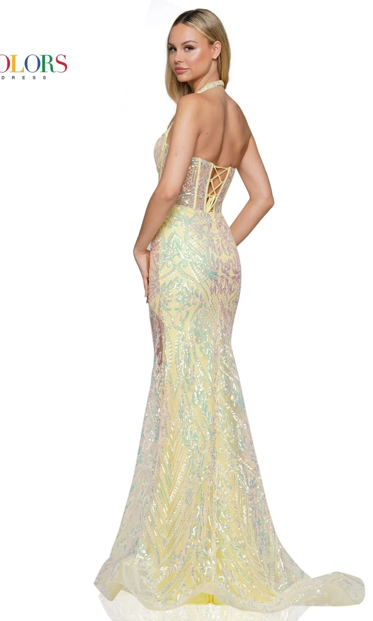 Sequin-Embroidered Long Halter Prom Dress 3114 sold by PromGirl product image thumbnail 2