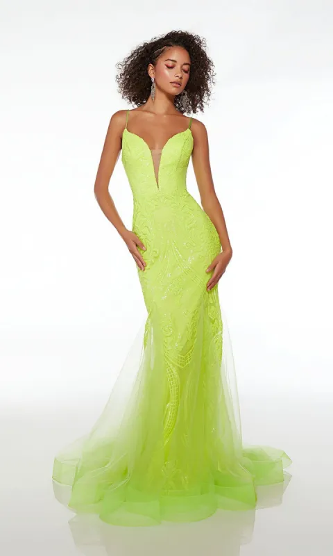 Alyce Lemon Lime Long Mermaid Prom Dress 61554 sold by PromGirl