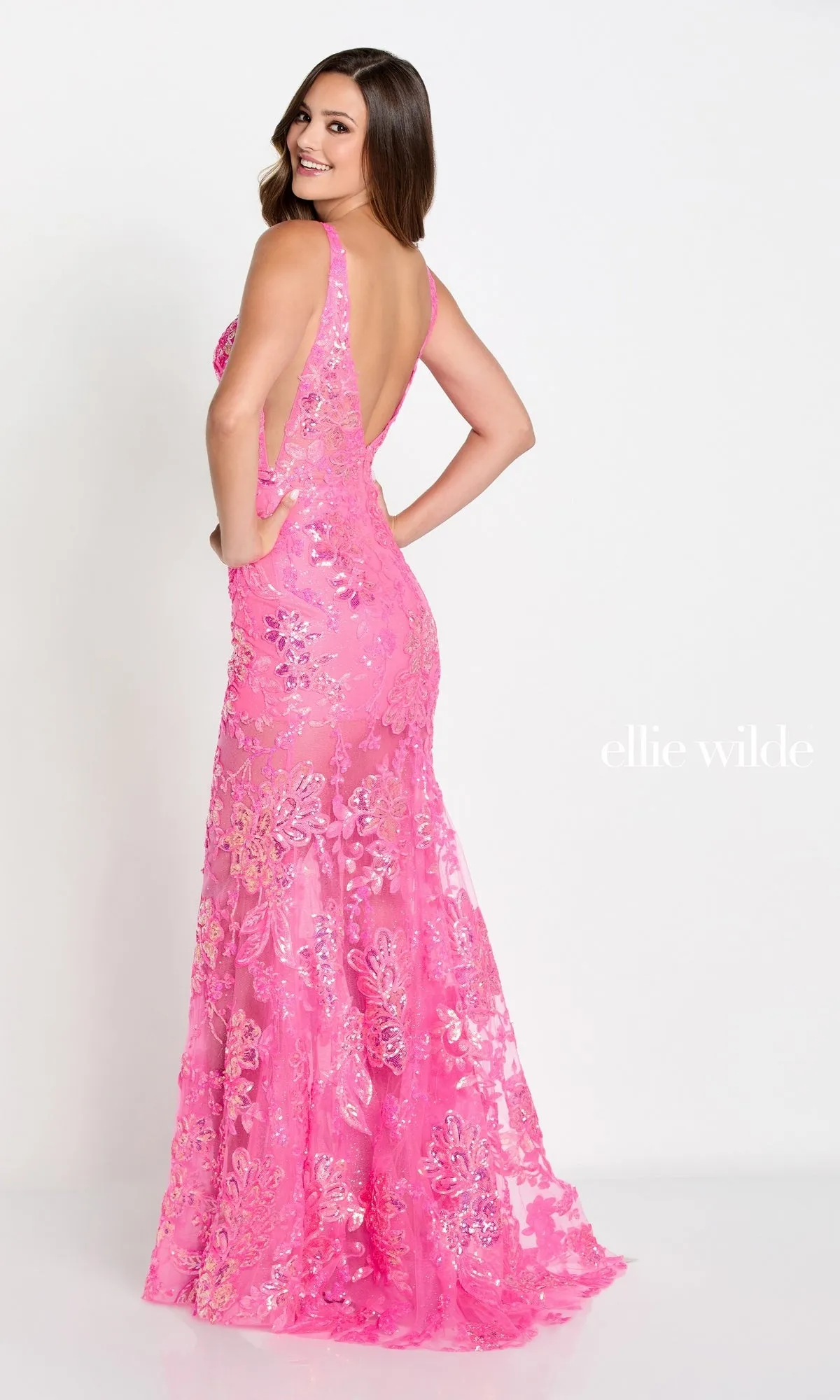 Ellie Wilde Sheer-Skirt Long Prom Dress EW34040 sold by PromGirl product image thumbnail 2