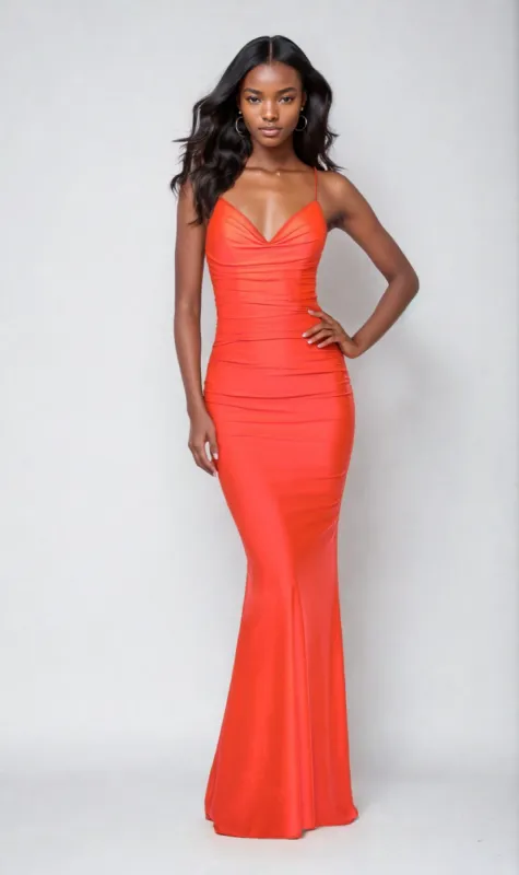 La Femme Open-Back Long Neon Prom Dress 29020 sold by PromGirl