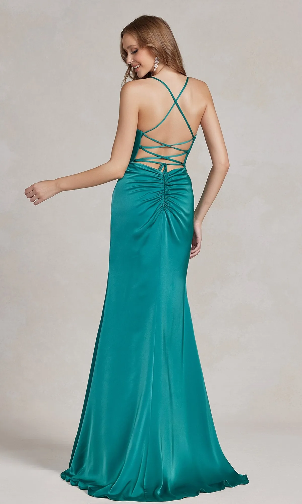 Cowl-Neck Classic Prom Dress with Side Slit sold by PromGirl product image thumbnail 2