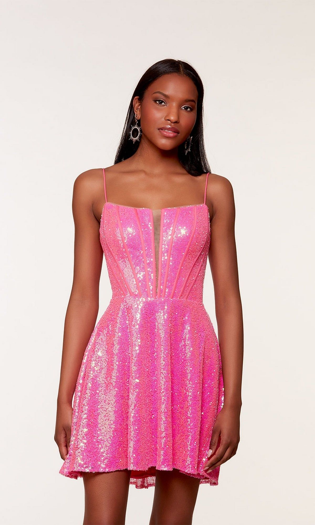 Neon Pink Short Sequin A-Line Homecoming Dress 3127 sold by PromGirl product image thumbnail 3
