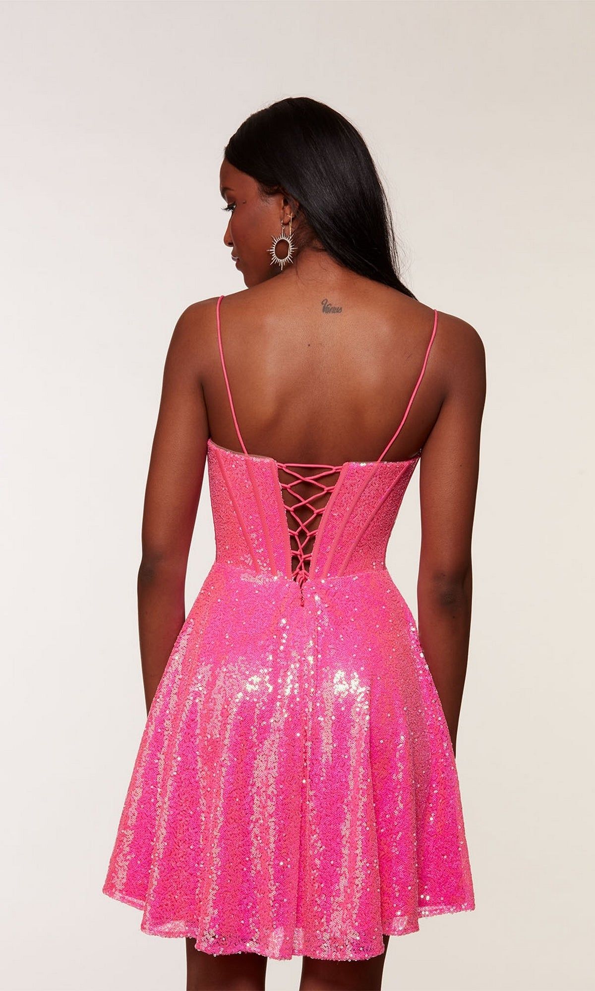Neon Pink Short Sequin A-Line Homecoming Dress 3127 sold by PromGirl product image thumbnail 2