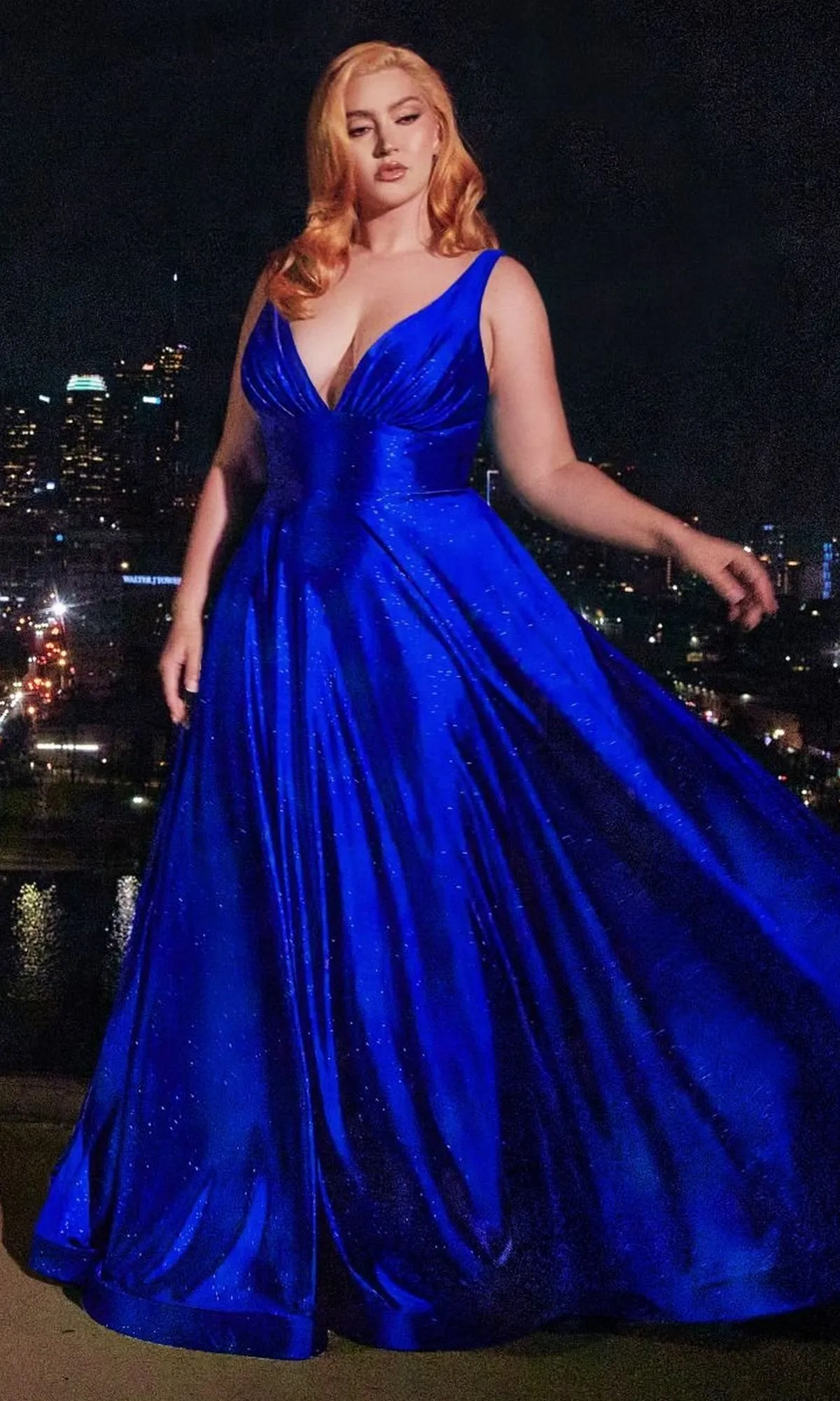 Plus Long Glitter Prom Dress: Ladivine CC2349C sold by PromGirl product image thumbnail 5