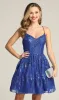 Lace-Up Glitter-Print Short Homecoming Dress C317 sold by PromGirl