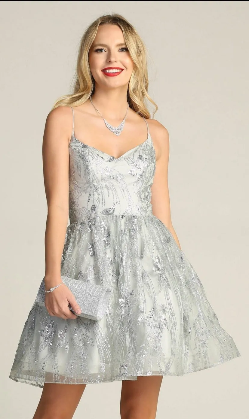 Lace-Up Glitter-Print Short Homecoming Dress C317 sold by PromGirl product image thumbnail 5