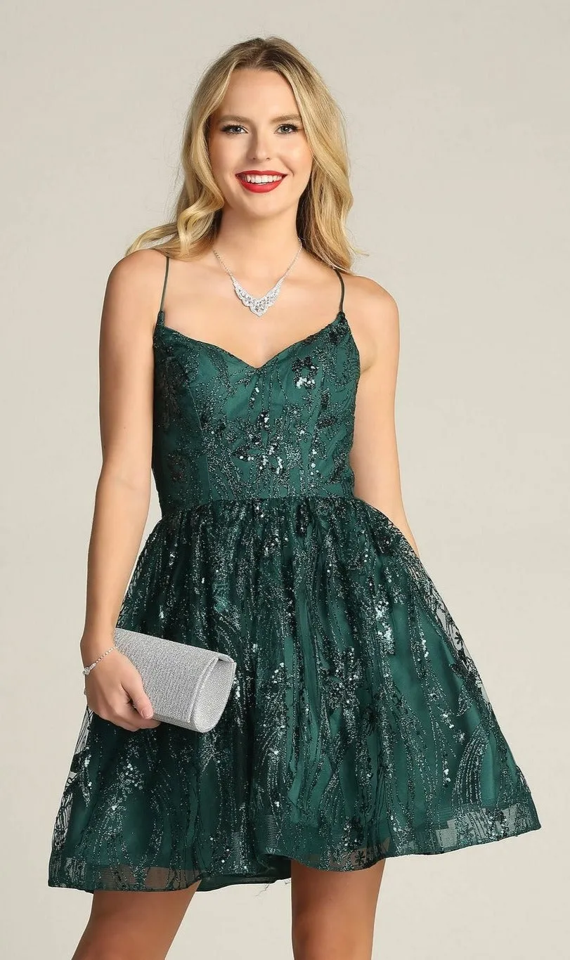 Lace-Up Glitter-Print Short Homecoming Dress C317 sold by PromGirl product image thumbnail 4