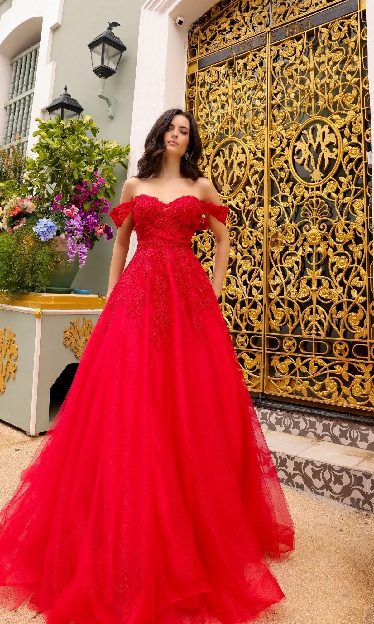 Off-the-Shoulder Long Tulle Prom Ball Gown R1303 sold by PromGirl product image thumbnail 5