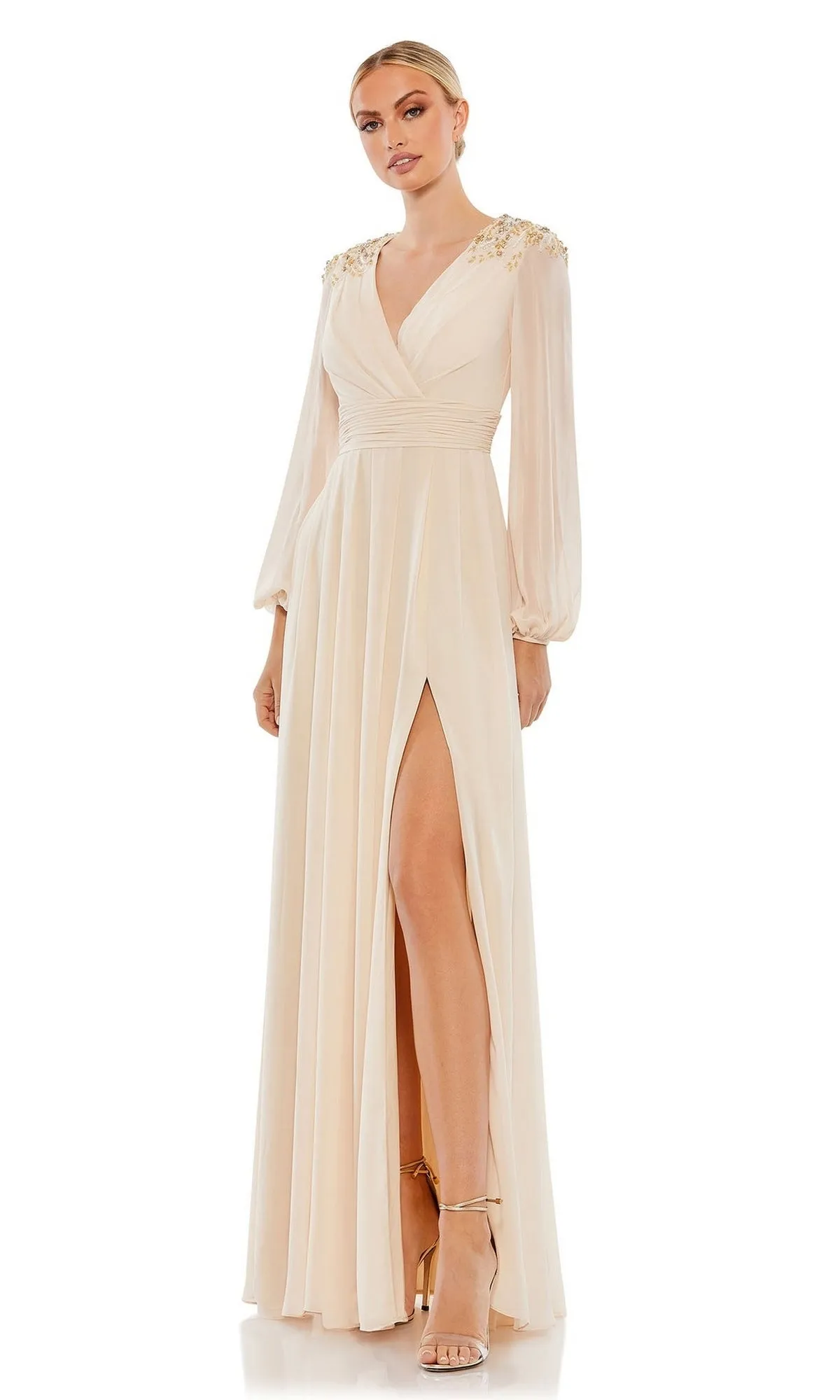 Long Sleeve Chiffon Formal Dress: Mac Duggal 55694 sold by PromGirl product image thumbnail 3