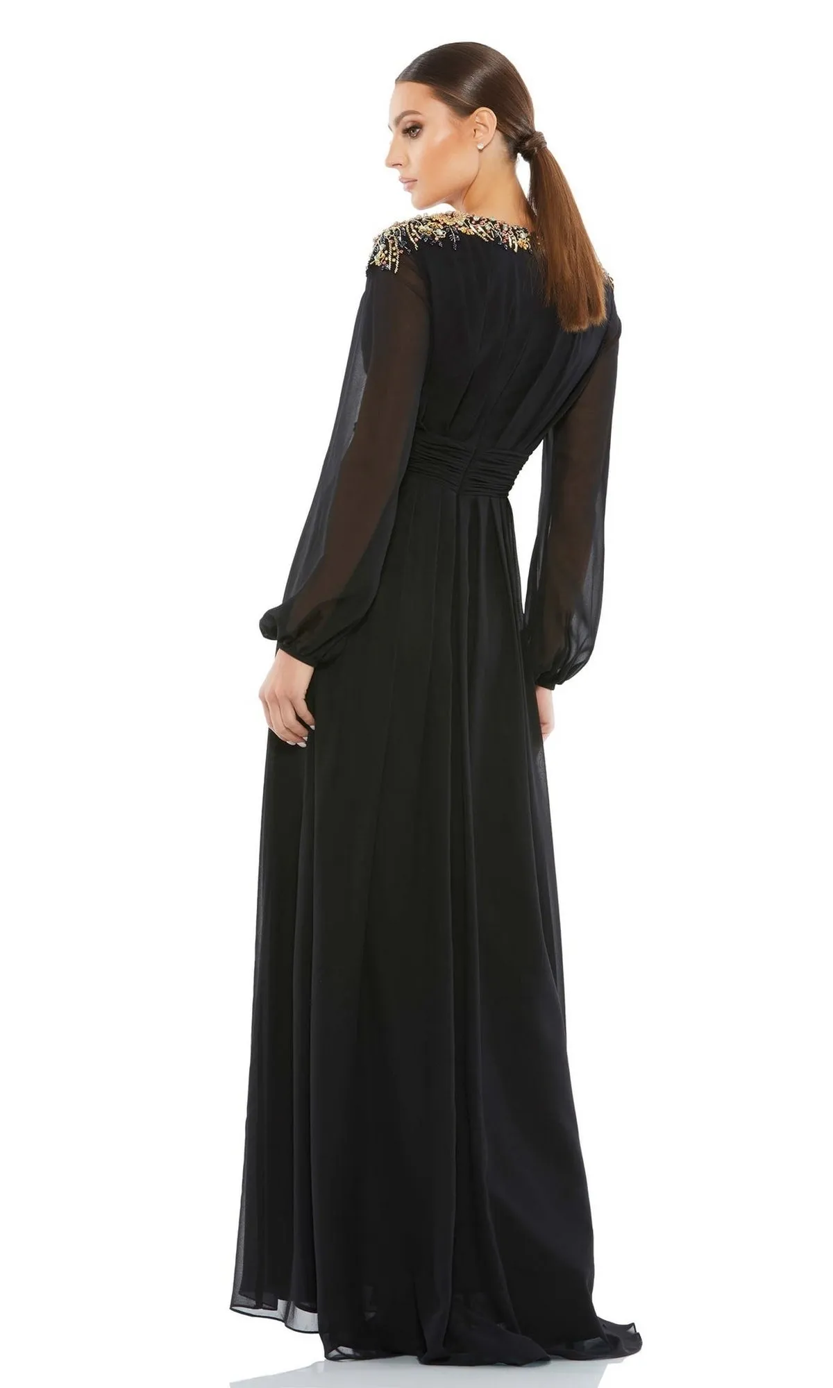 Long Sleeve Chiffon Formal Dress: Mac Duggal 55694 sold by PromGirl product image thumbnail 2