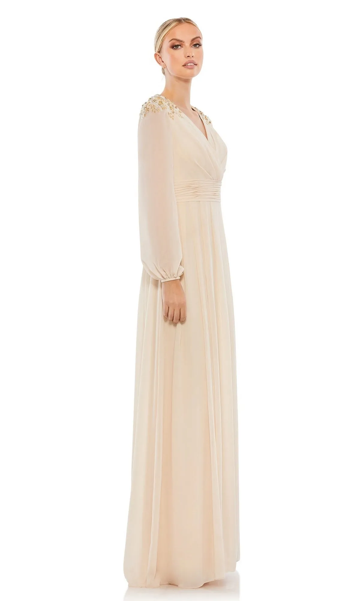 Long Sleeve Chiffon Formal Dress: Mac Duggal 55694 sold by PromGirl product image thumbnail 4