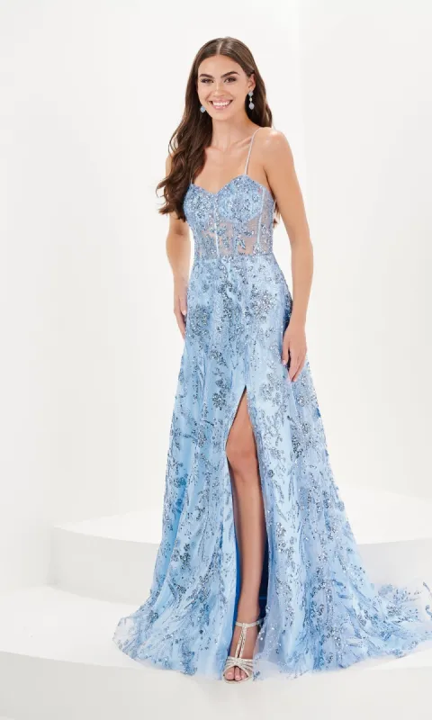 Tiffany A-Line Glitter Tulle Prom Dress 16097 sold by PromGirl
